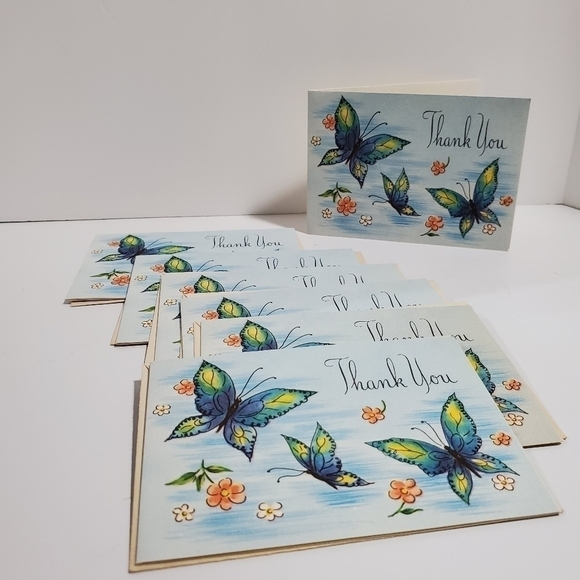 Vintage lot of Thank you Cards Butterfly floral - Picture 4 of 8